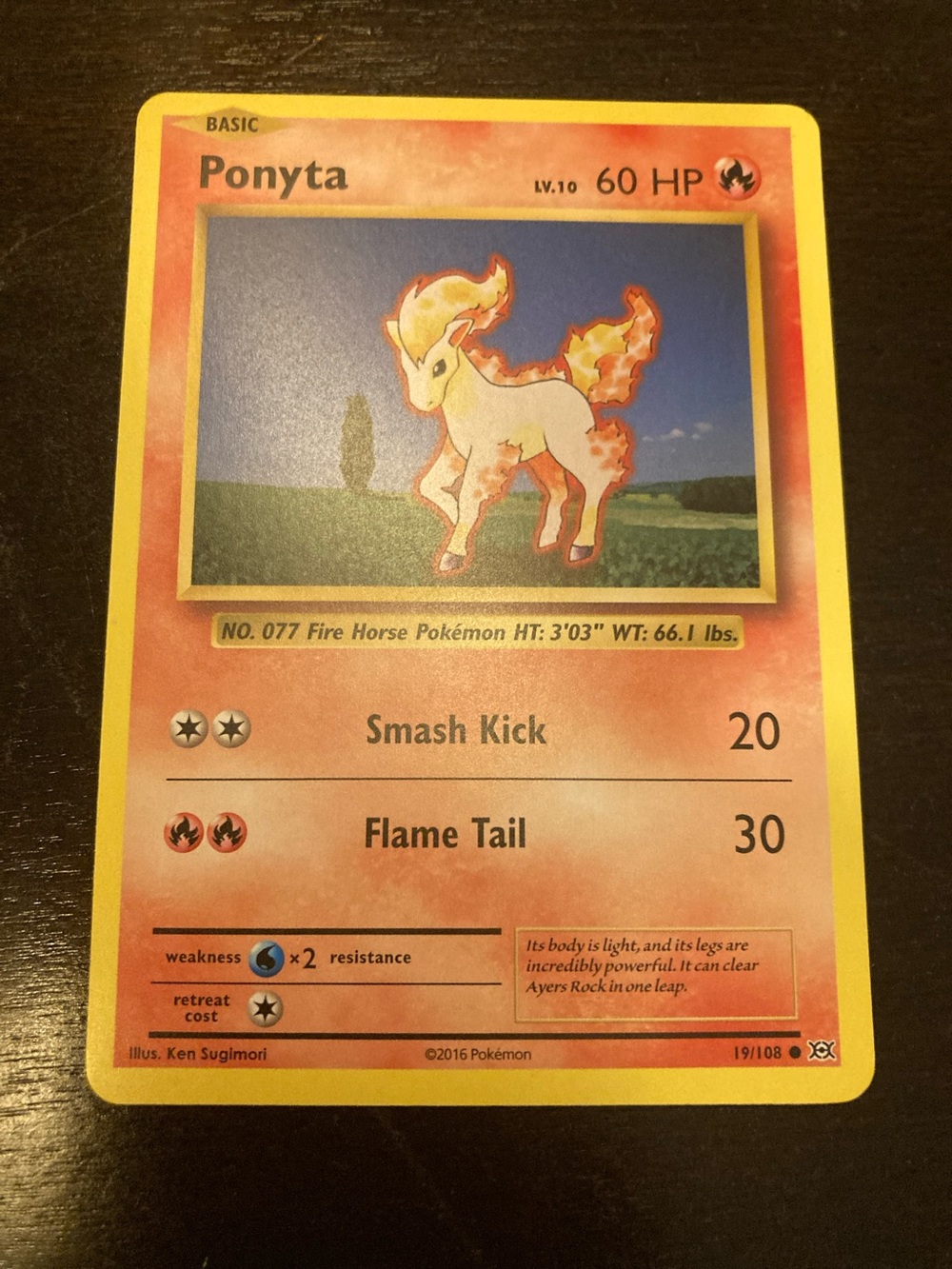 Pokemon Ponyta Card - Yellow & Orange